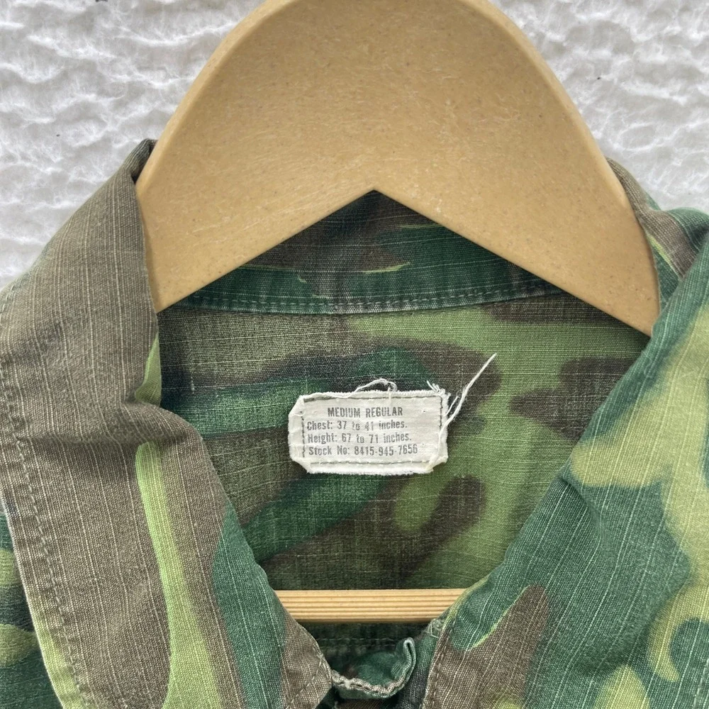 Vintage Jungle Jacket Medium Reg ERDL Camo 1970 Vietnam Slant Pocket Ripstop